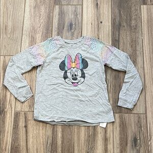 Disney Store Kids Gray Long Sleeve Shirt with Minnie Mouse